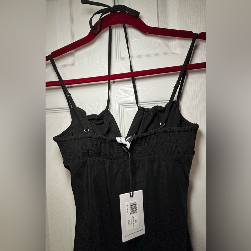 NWT WEWOREWHAT SZ XXS BLACK CAMI MIDI Dress W/Ruched Cups - Picture 5 of 8